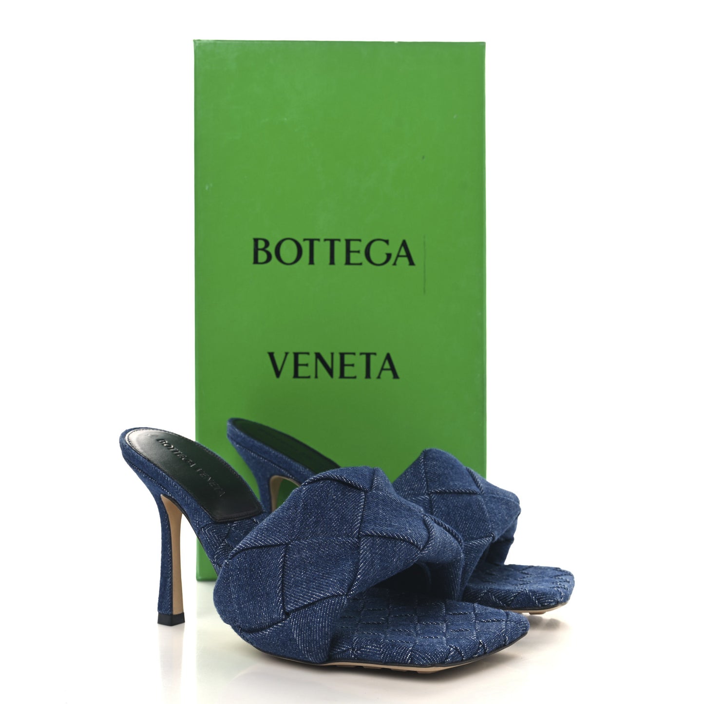 Denim Intrecciato Lido Mule 90 Sandals 37.5 Indigo