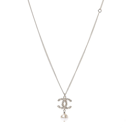 Chanel Pearl Crystal Twisted CC Drop Necklace Gold 1 of 4