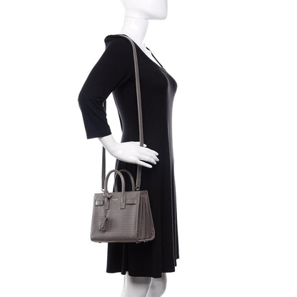 Saint Laurent Calfskin Lizard Embossed Nano Sac De Jour Fog 2 of 15