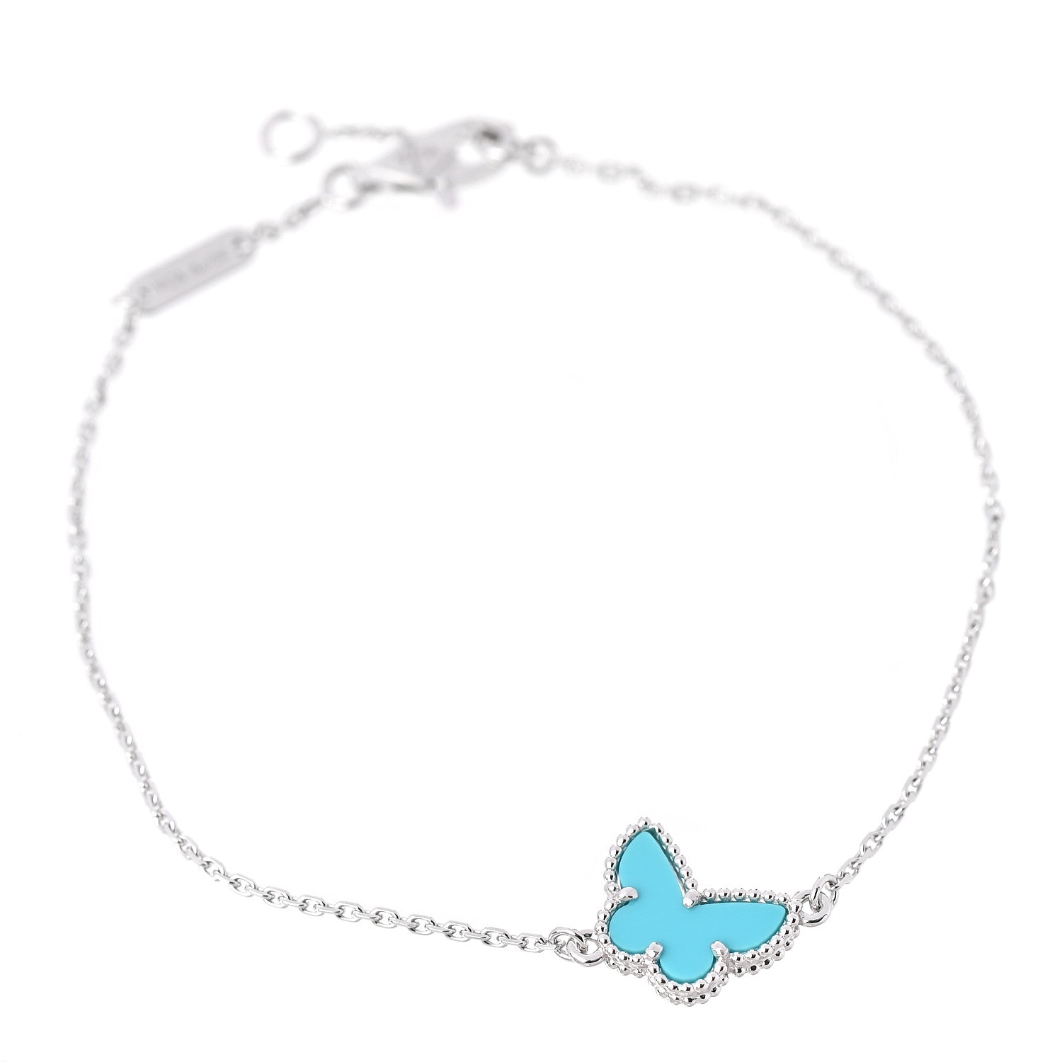 Van Cleef & Arpels 18K White Gold Turquoise Sweet Alhambra Butterfly Bracelet 1 of 7