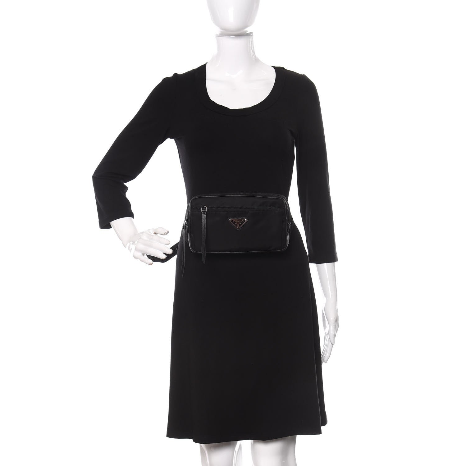 Prada Tessuto Nylon Saffiano Belt Bag Black 2 of 11