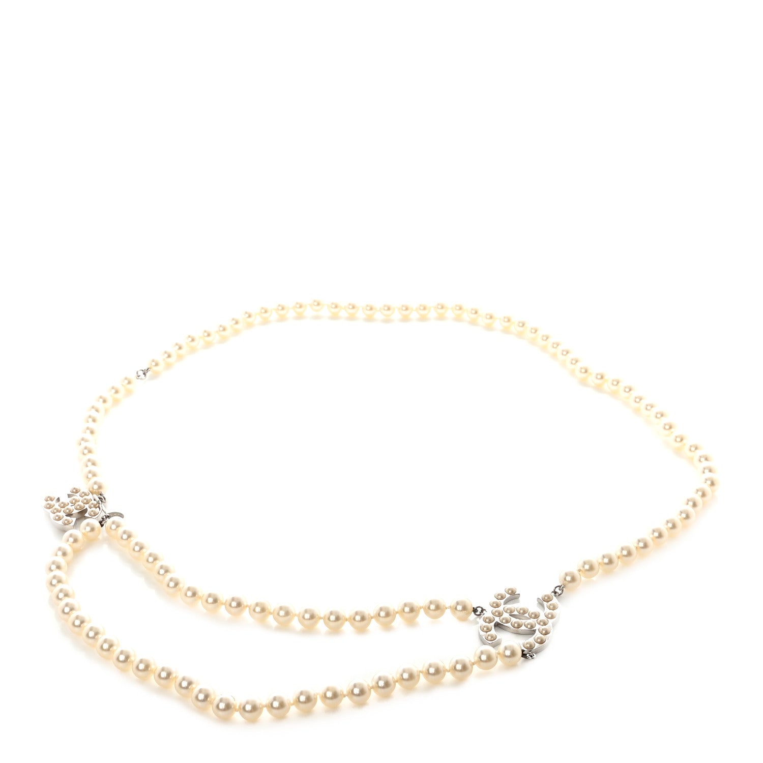 Chanel Pearl CC Double Strand Belt Silver 1 of 5
