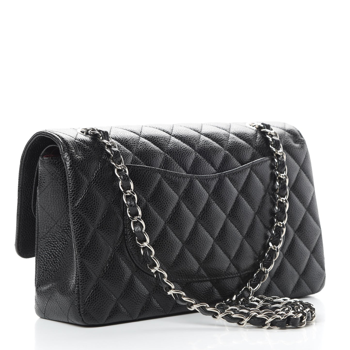 Caviar Quilted Medium Double Flap Black