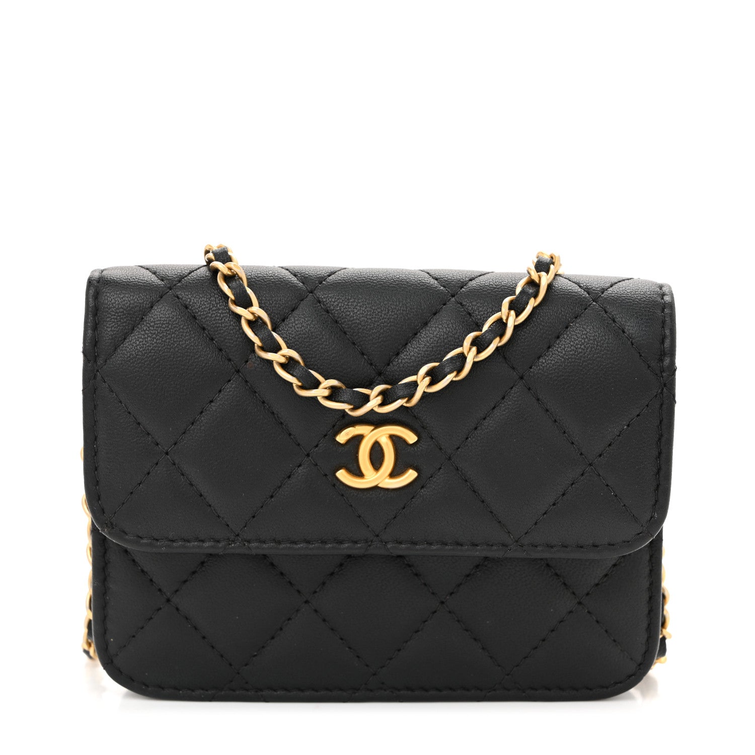 Chanel Lambskin Quilted Pearl Crush Flap With Chain Black 1851850