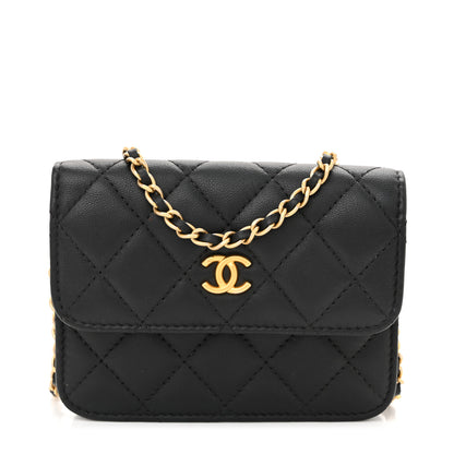 Chanel Lambskin Quilted Pearl Crush Flap With Chain Black 1 of 10