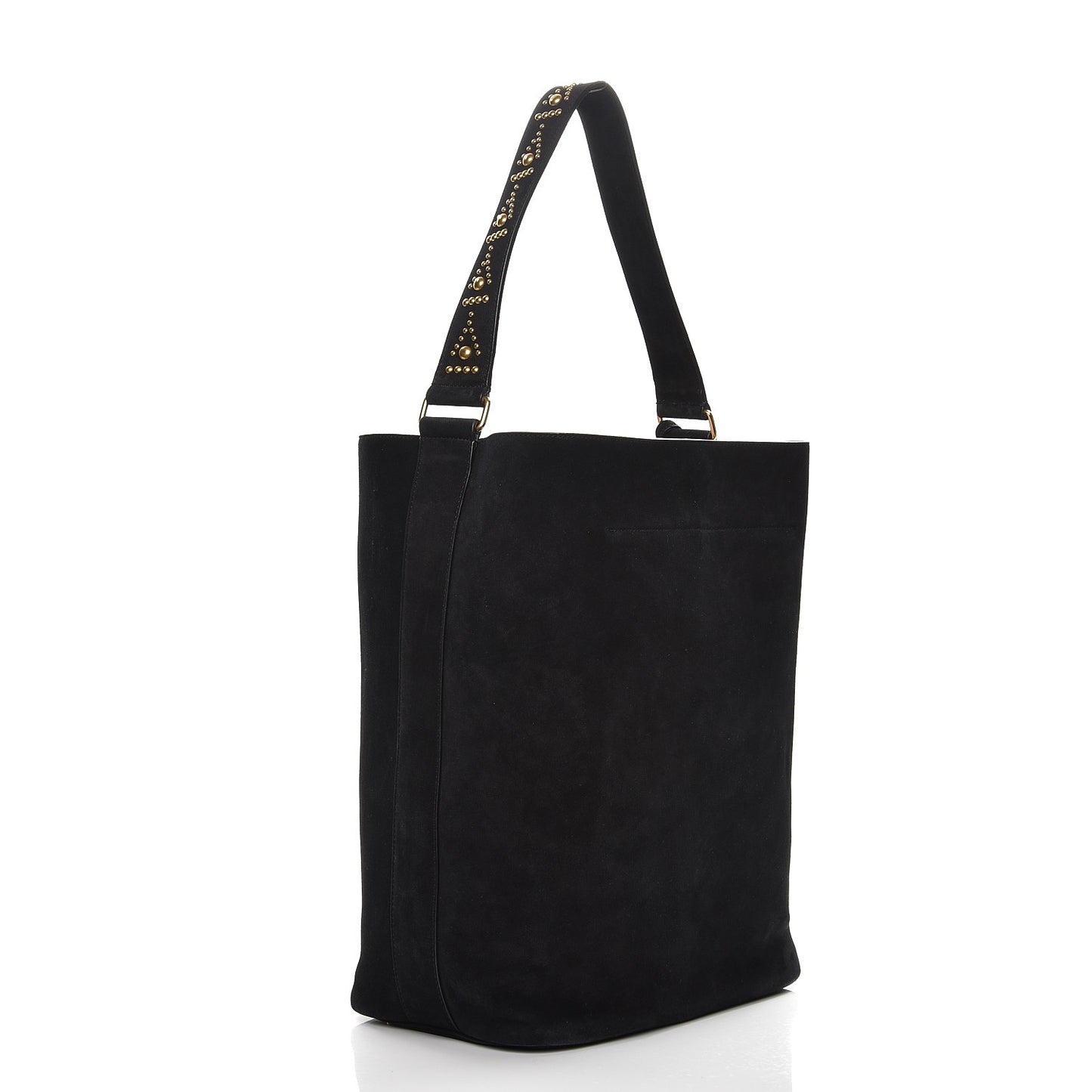 Suede Studded Bucket Bag Black