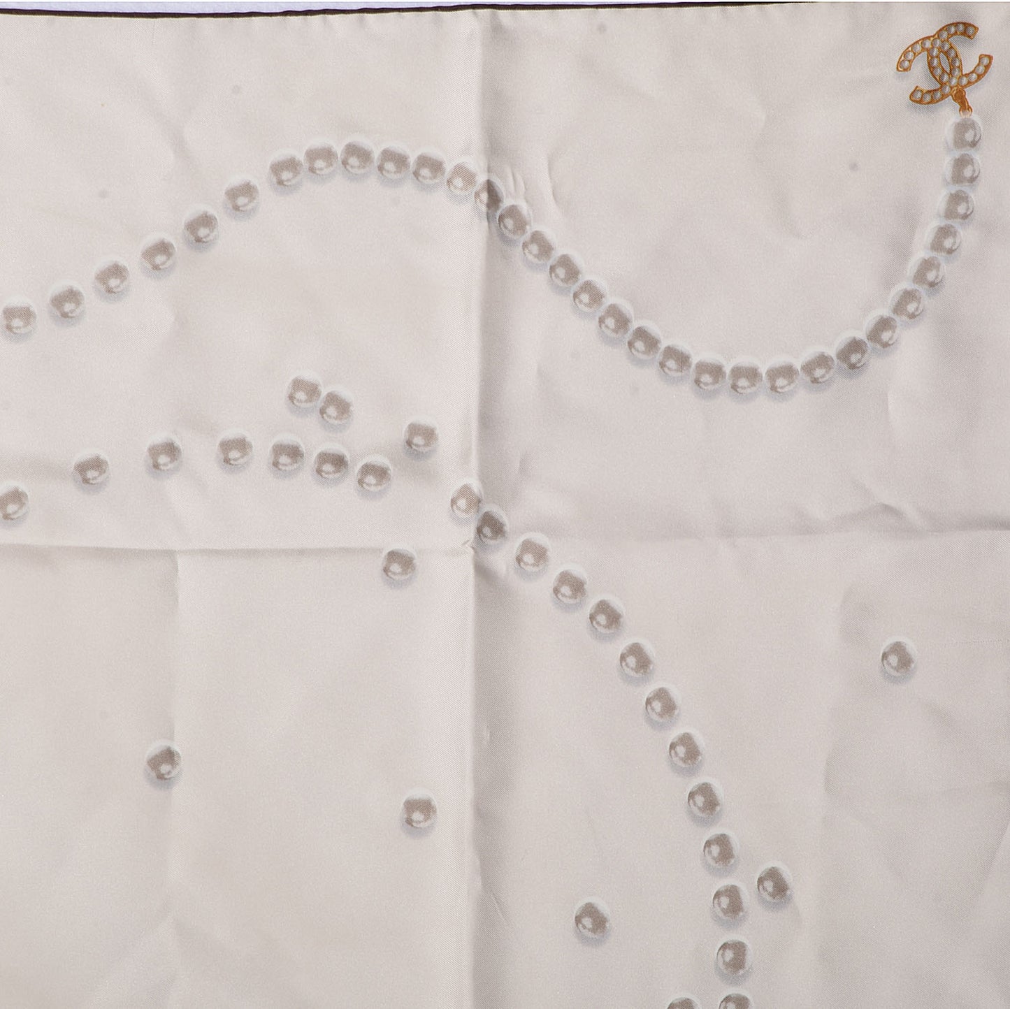 Silk Pearl CC Square Scarf Ivory