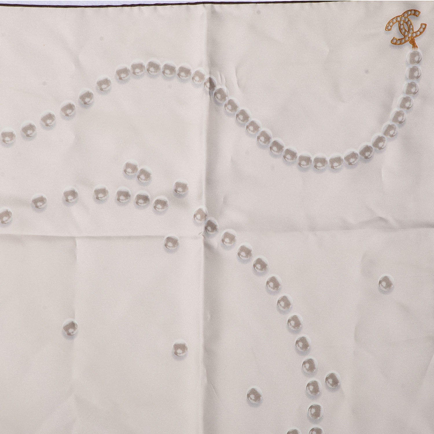 Chanel Silk Pearl CC Square Scarf Ivory 1 of 3
