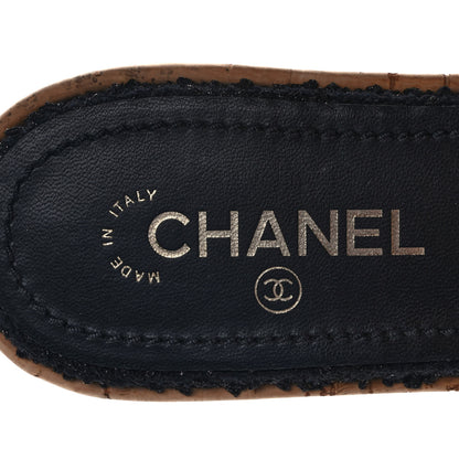 Chanel Tweed Cork CC Chain Mule Sandal 40 Black 7 of 10