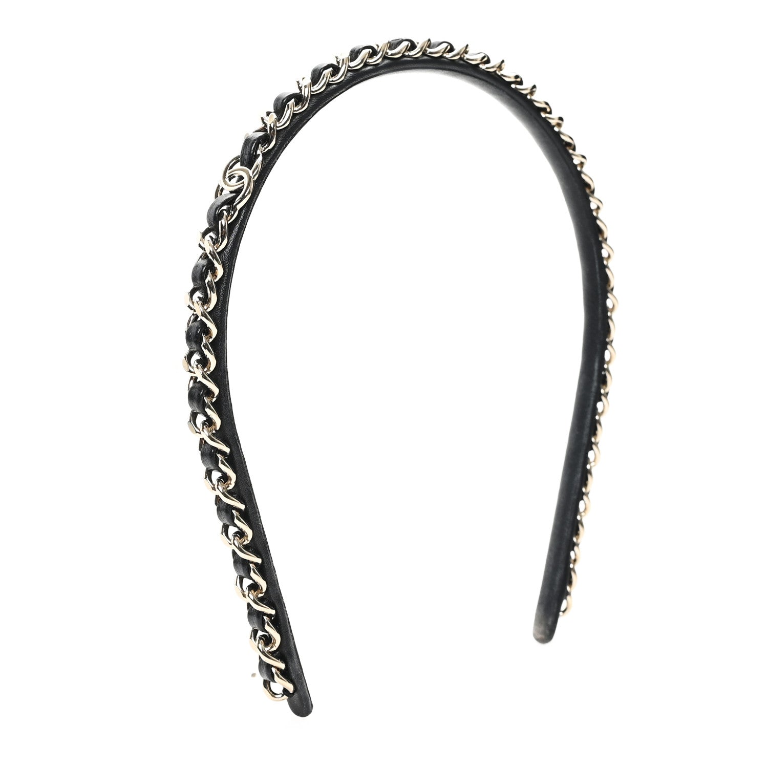 Chanel Metal Lambskin CC Chain Headband Gold Black 4 of 6