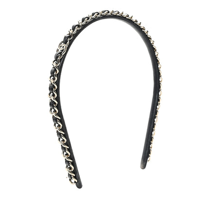 Chanel Metal Lambskin CC Chain Headband Gold Black 4 of 6