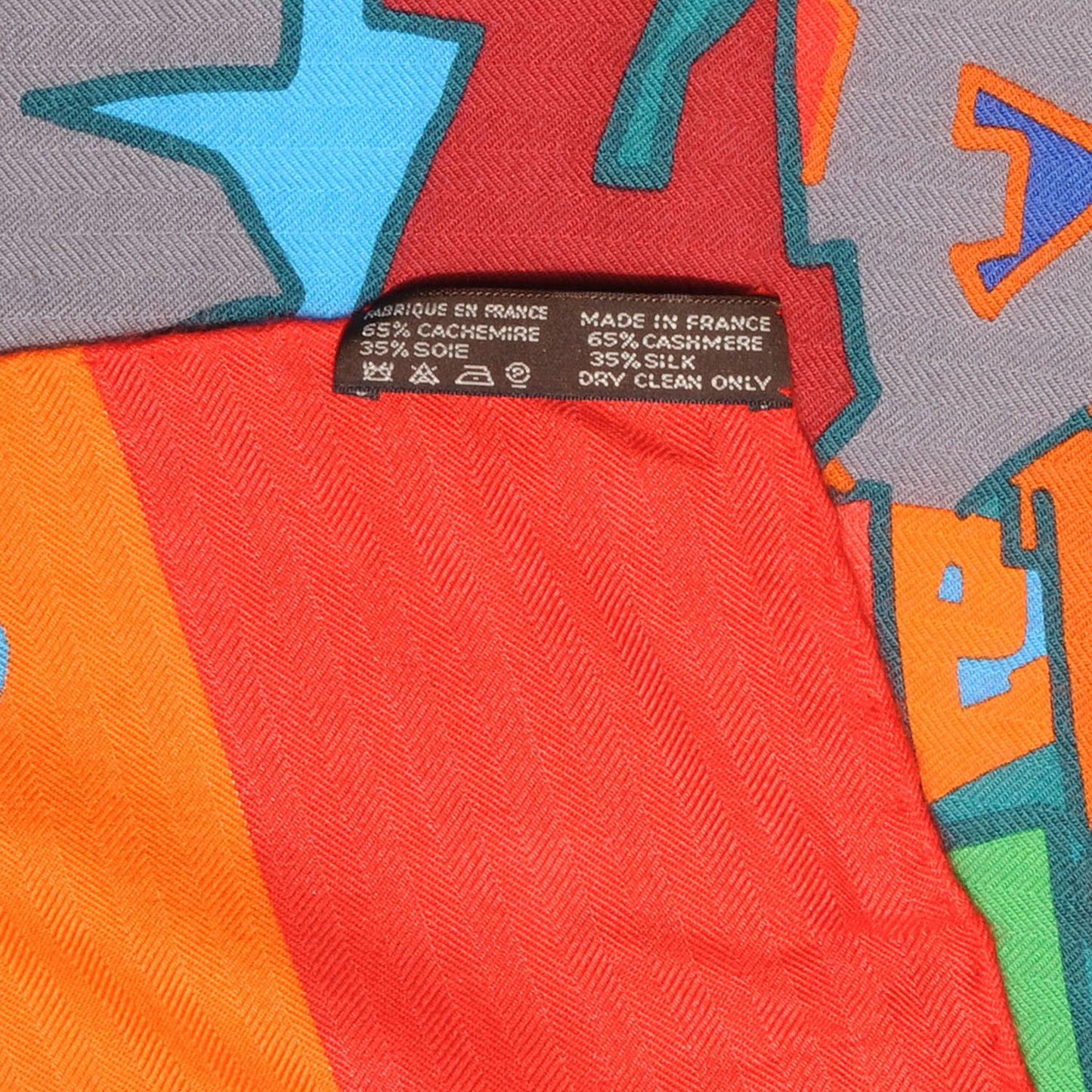 Silk Cashmere Graff Graffiti Shawl 140 Orange