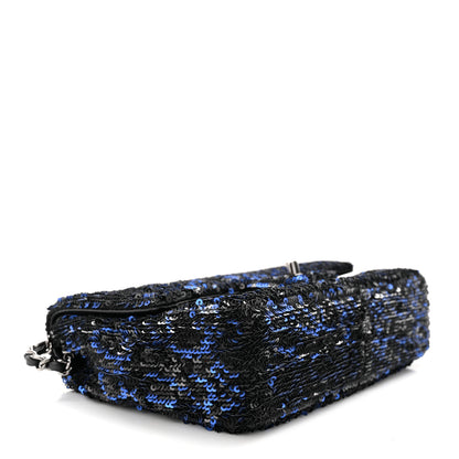 Chanel Sequin Logo Mini Rectangular Flap Black Blue 4 of 11