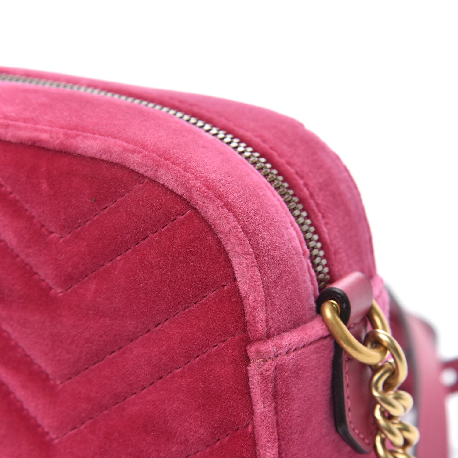 Gucci Velvet Matelasse Small GG Marmont Chain Shoulder Bag Light Raspberry Rose 11 of 12
