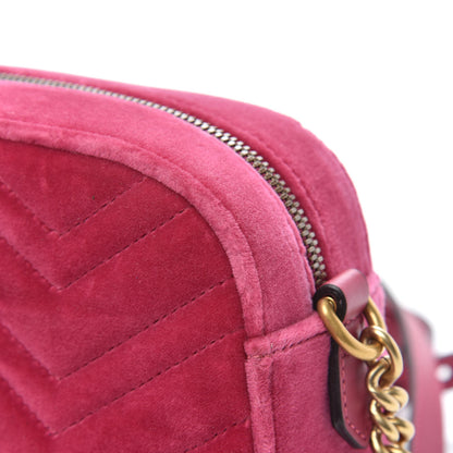 Gucci Velvet Matelasse Small GG Marmont Chain Shoulder Bag Light Raspberry Rose 11 of 12