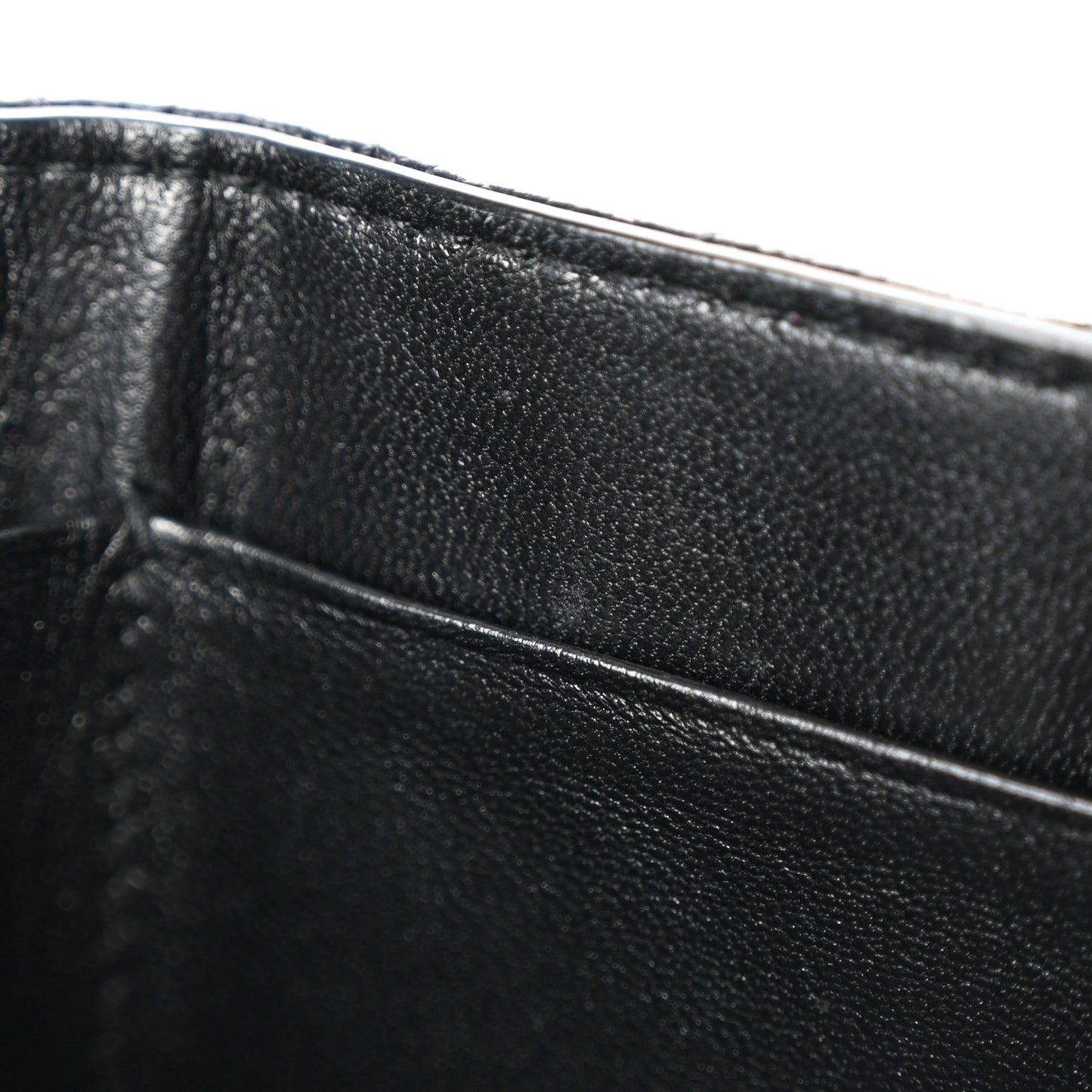 Grain De Poudre Matelasse Chevron Monogram Compact Tri Fold Pocket Wallet Black