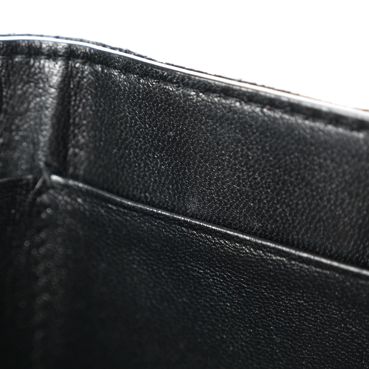 Saint Laurent Grain De Poudre Matelasse Chevron Monogram Compact Tri Fold Pocket Wallet Black 8 of 9