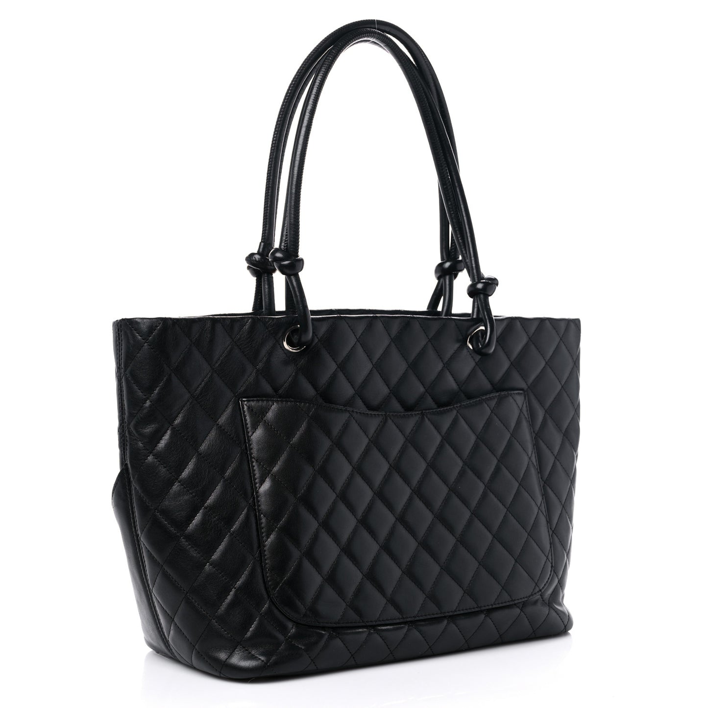 Calfskin Quilted Large Cambon Tote Black White