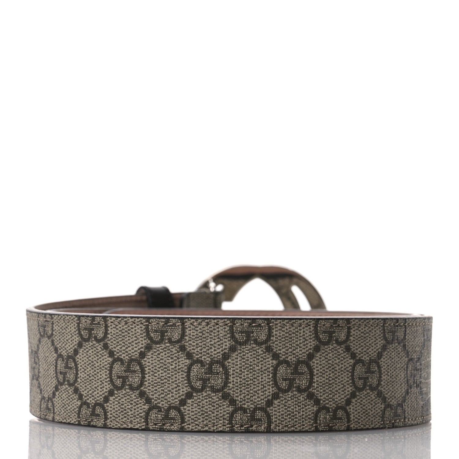 Gucci GG Supreme Monogram Selleria Calfskin Interlocking G 40mm Belt 90 36 Beige Ebony Cocoa 2 of 5
