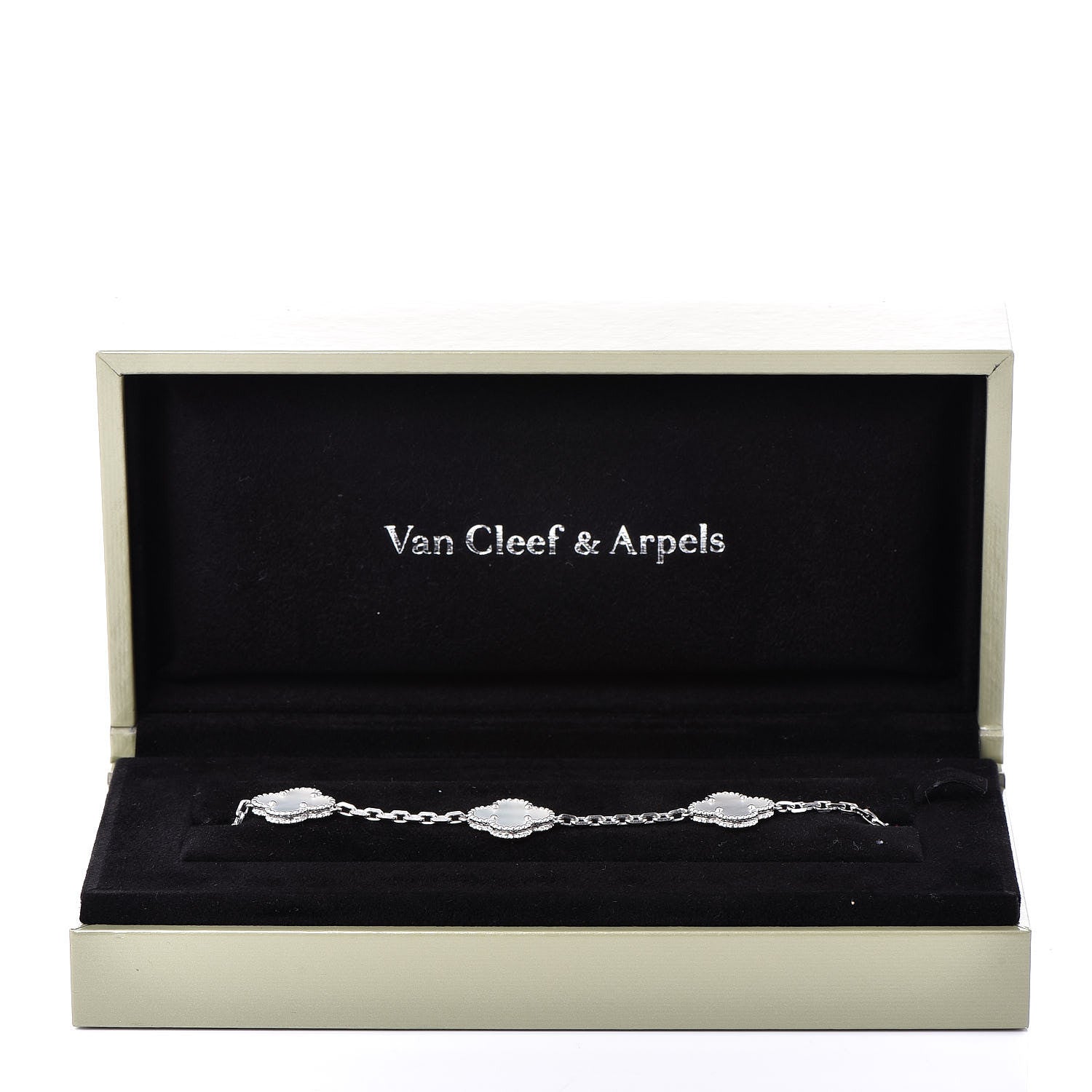 Van Cleef & Arpels 18K White Gold Mother of Pearl 5 Motifs Vintage Alhambra Bracelet 5 of 5
