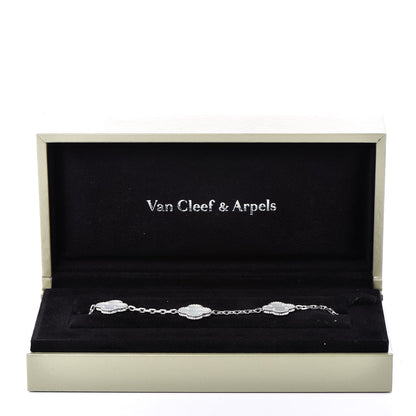 Van Cleef & Arpels 18K White Gold Mother of Pearl 5 Motifs Vintage Alhambra Bracelet 5 of 5