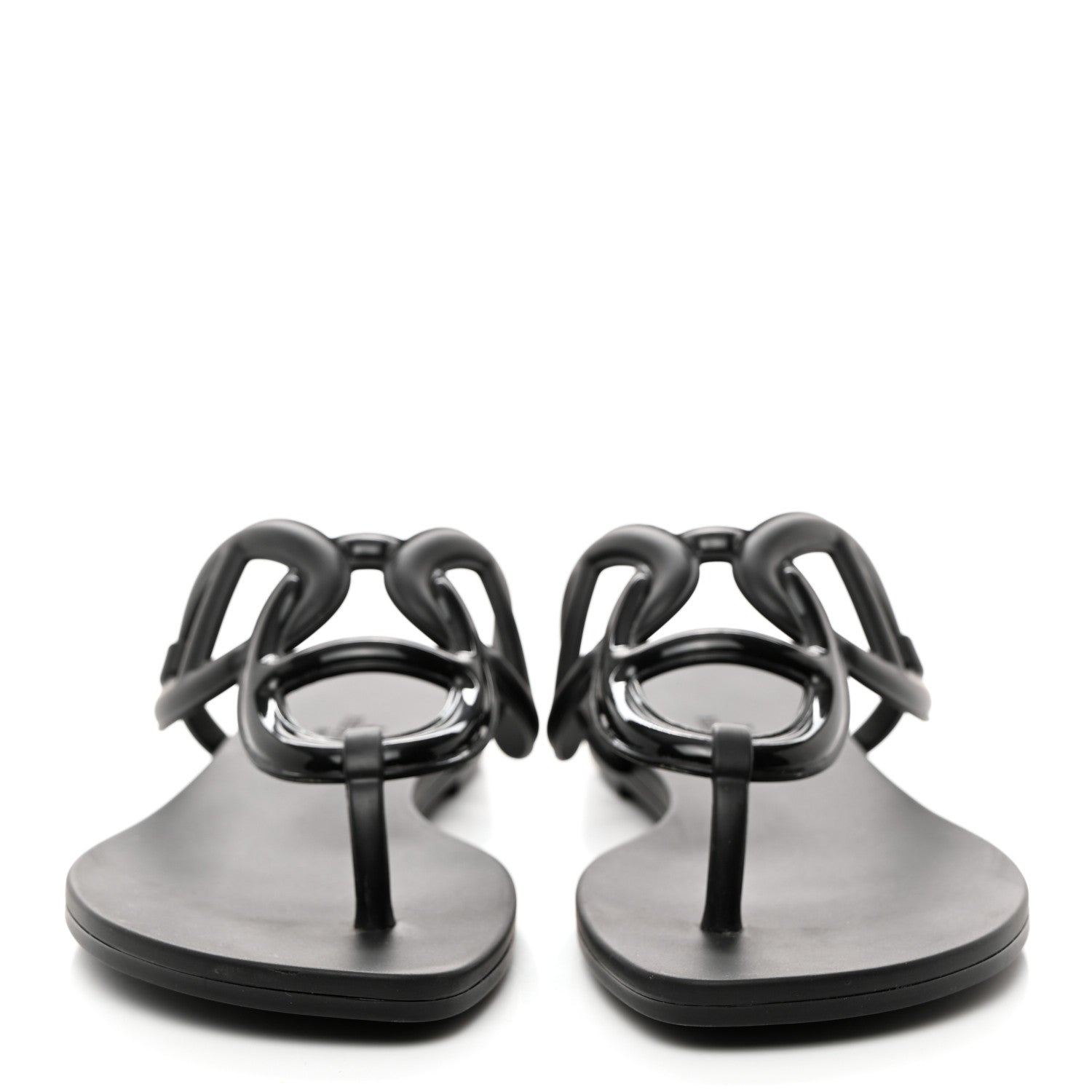 Hermes Rubber Womens Egerie Sandals 36 Black 2 of 9