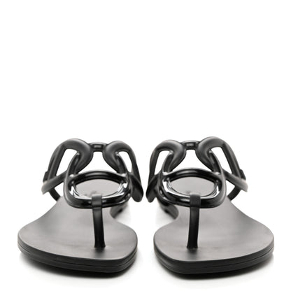 Hermes Rubber Womens Egerie Sandals 36 Black 2 of 9