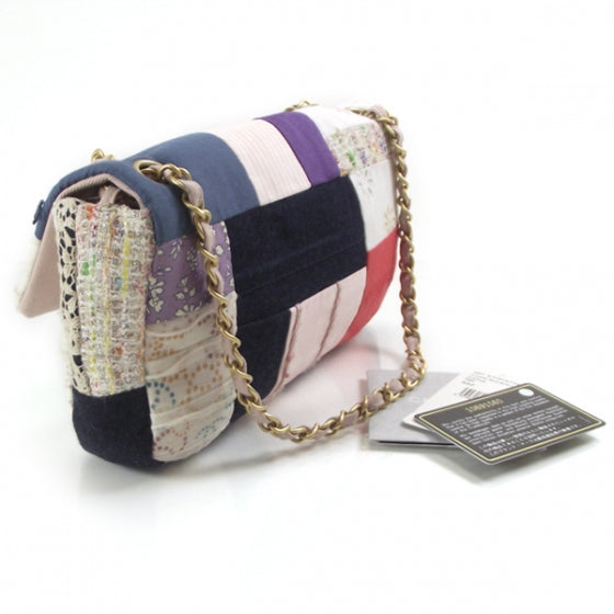 Fabric Patchwork Medium Flap Bag
