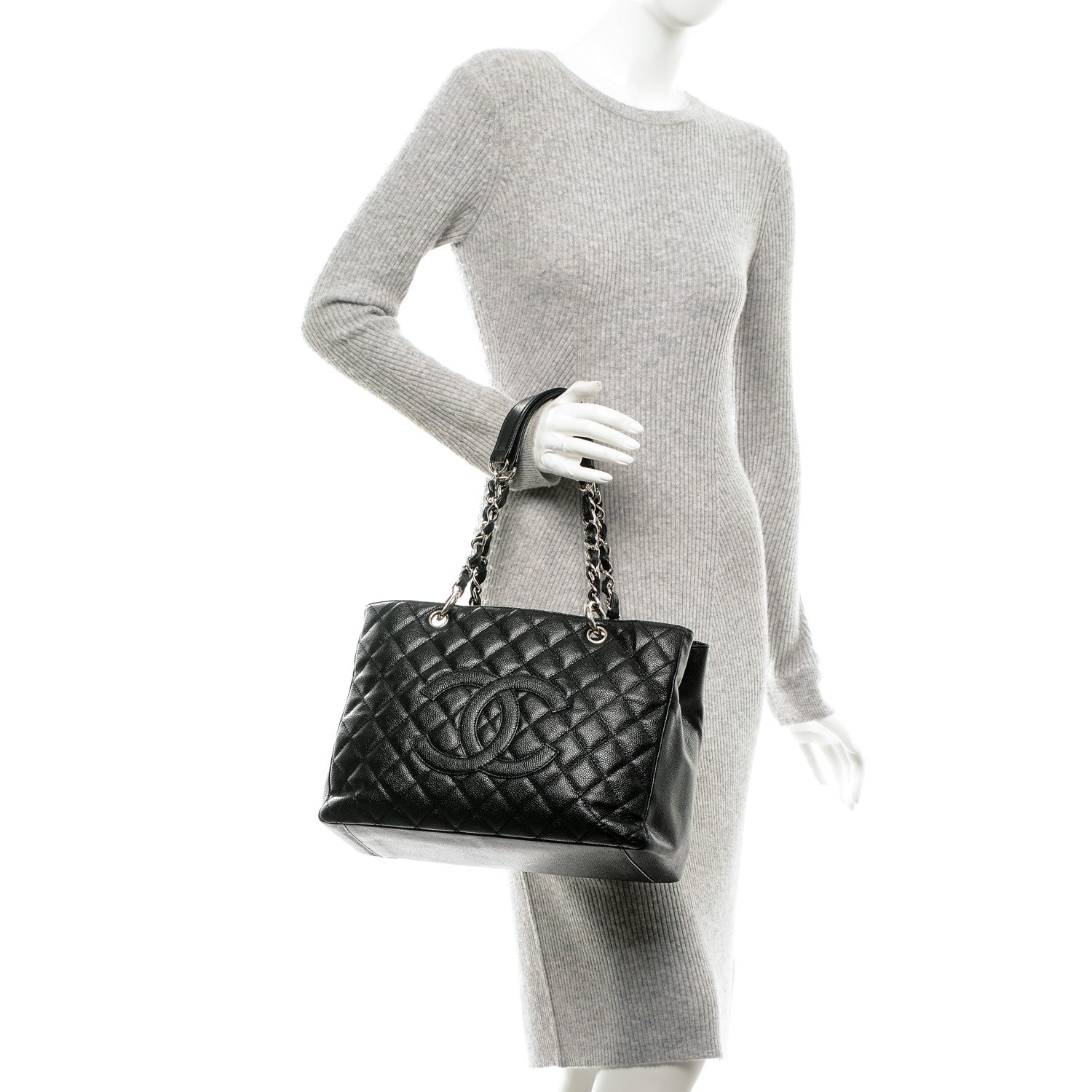 Chanel Caviar Quilted Grand Shopping Tote GST Black 2 of 7