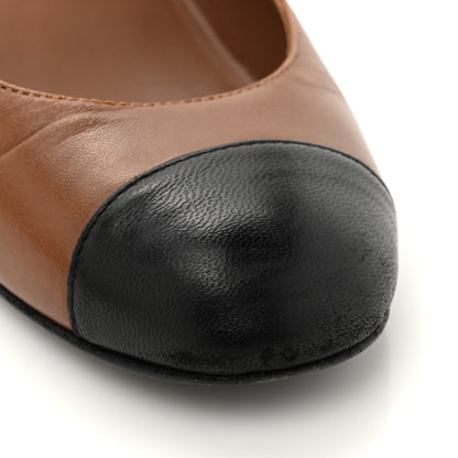 Chanel Lambskin Cap Toe Wedges 37.5 Brown Black 13 of 13