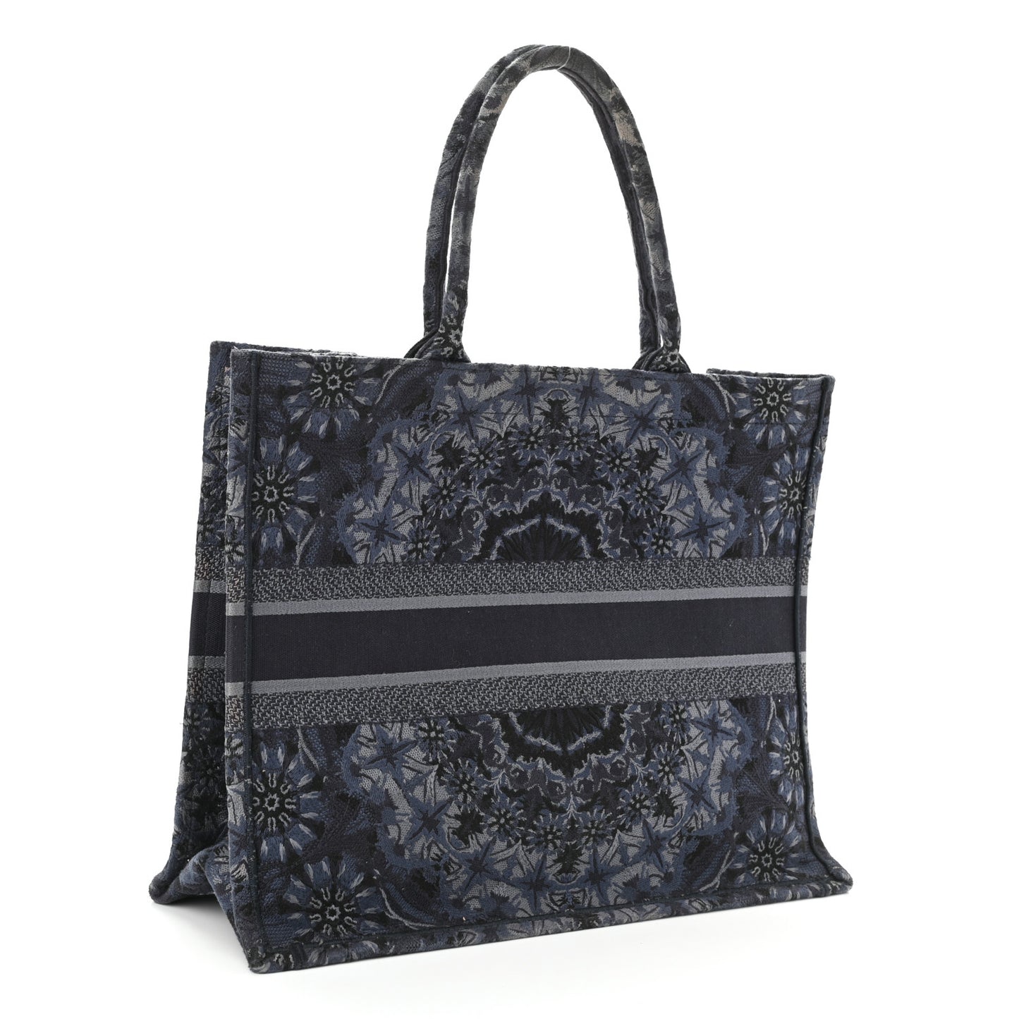 Canvas Embroidered Large KaleiDioroscopic Book Tote Blue