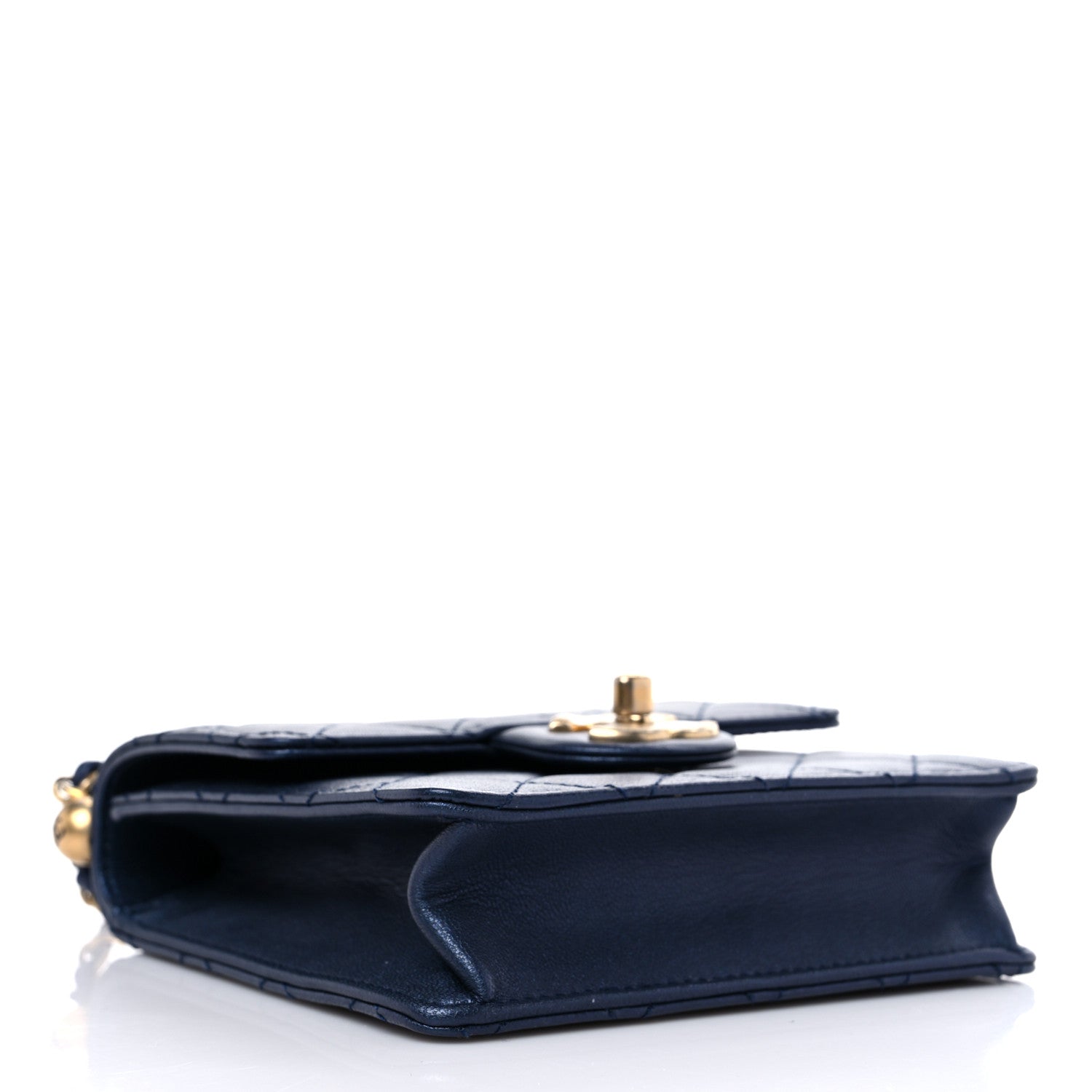 Chanel Iridescent Lambskin Quilted Chic Pearls Flap Navy Blue 4 of 10