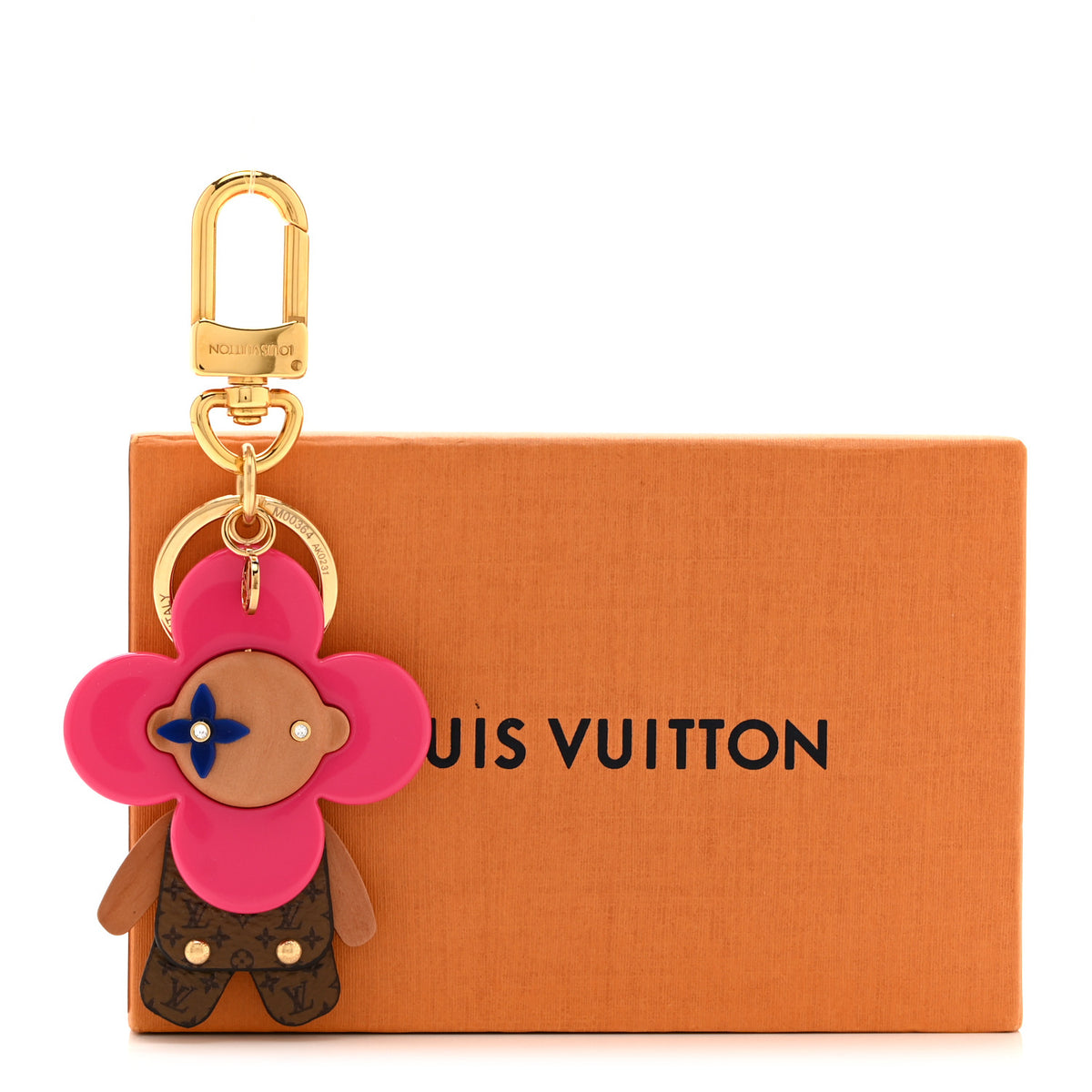 Wood Monogram Vivienne Puppet Bag Charm Key Holder Pink