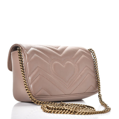 Gucci Calfskin Matelasse Super Mini GG Marmont Shoulder Bag Porcelain Rose 3 of 11
