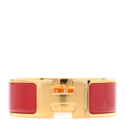 Hermes Enamel Wide Clic Clac H Bracelet PM Rouge Amarante 1 of 4