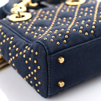Christian Dior Denim Cannage Studded Mini Lady Dior Navy 10 of 14