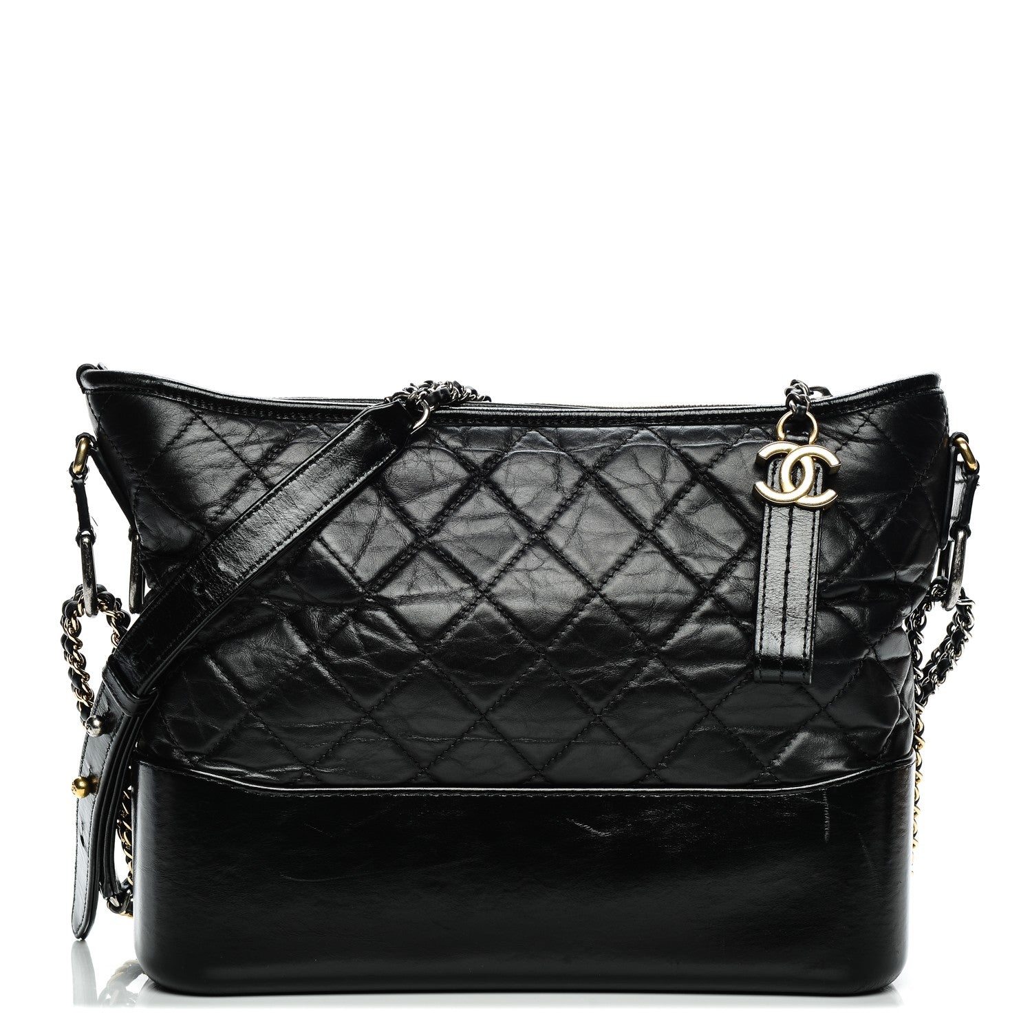Chanel Aged Calfskin Quilted Medium Gabrielle Hobo Black 1 of 8