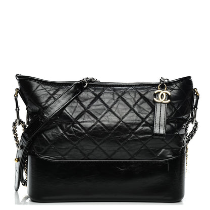 Chanel Aged Calfskin Quilted Medium Gabrielle Hobo Black 1 of 8
