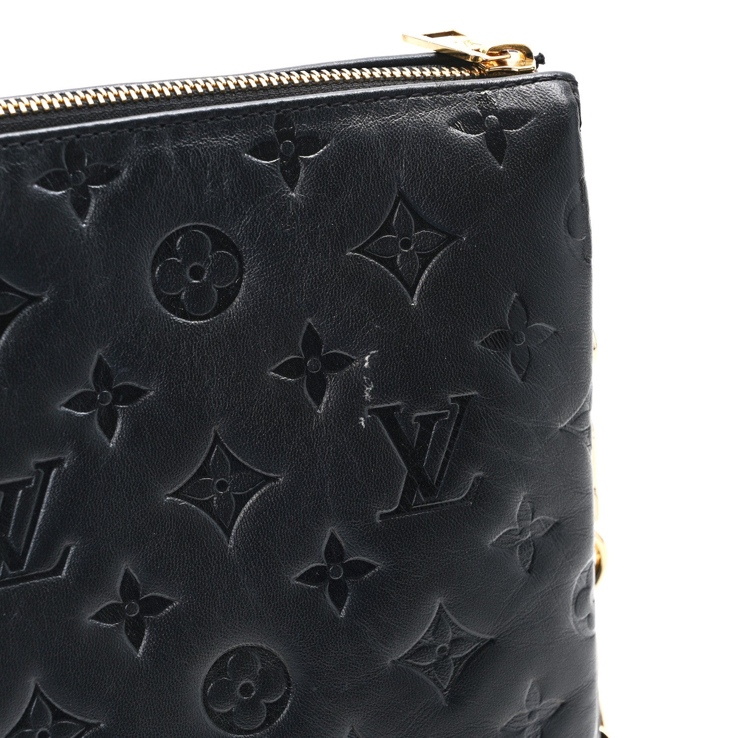 Louis Vuitton Lambskin Embossed Monogram Coussin PM Black 14 of 15