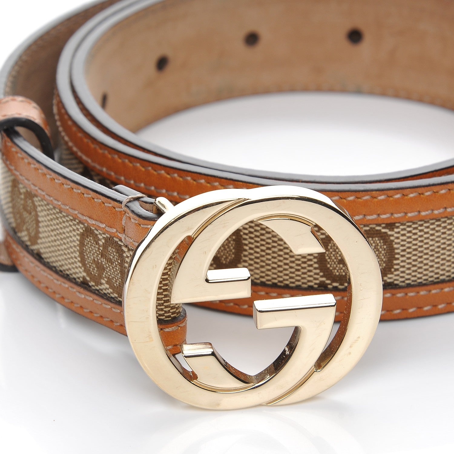 Gucci Monogram Interlocking G Belt 90 36 Tan 3 of 9