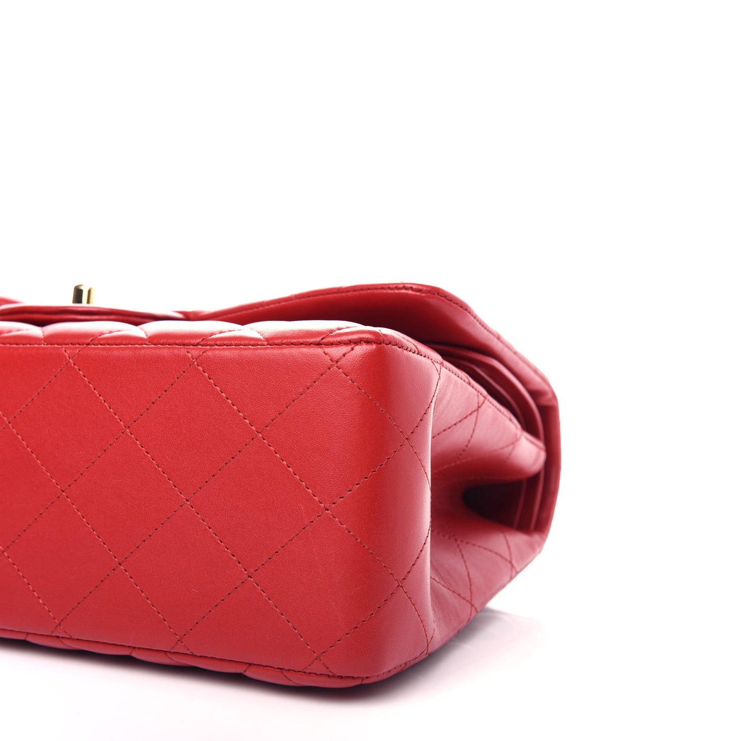 Lambskin Quilted Jumbo Double Flap Red