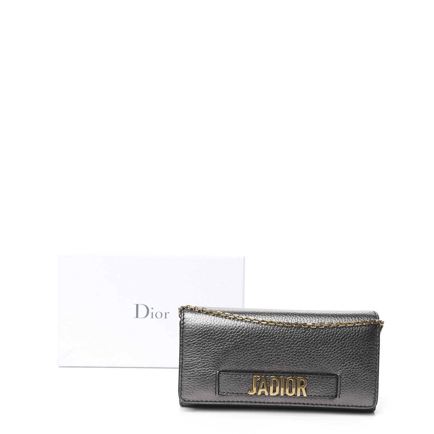 Metallic J'adior Croisiere Chain Wallet Dark Silver