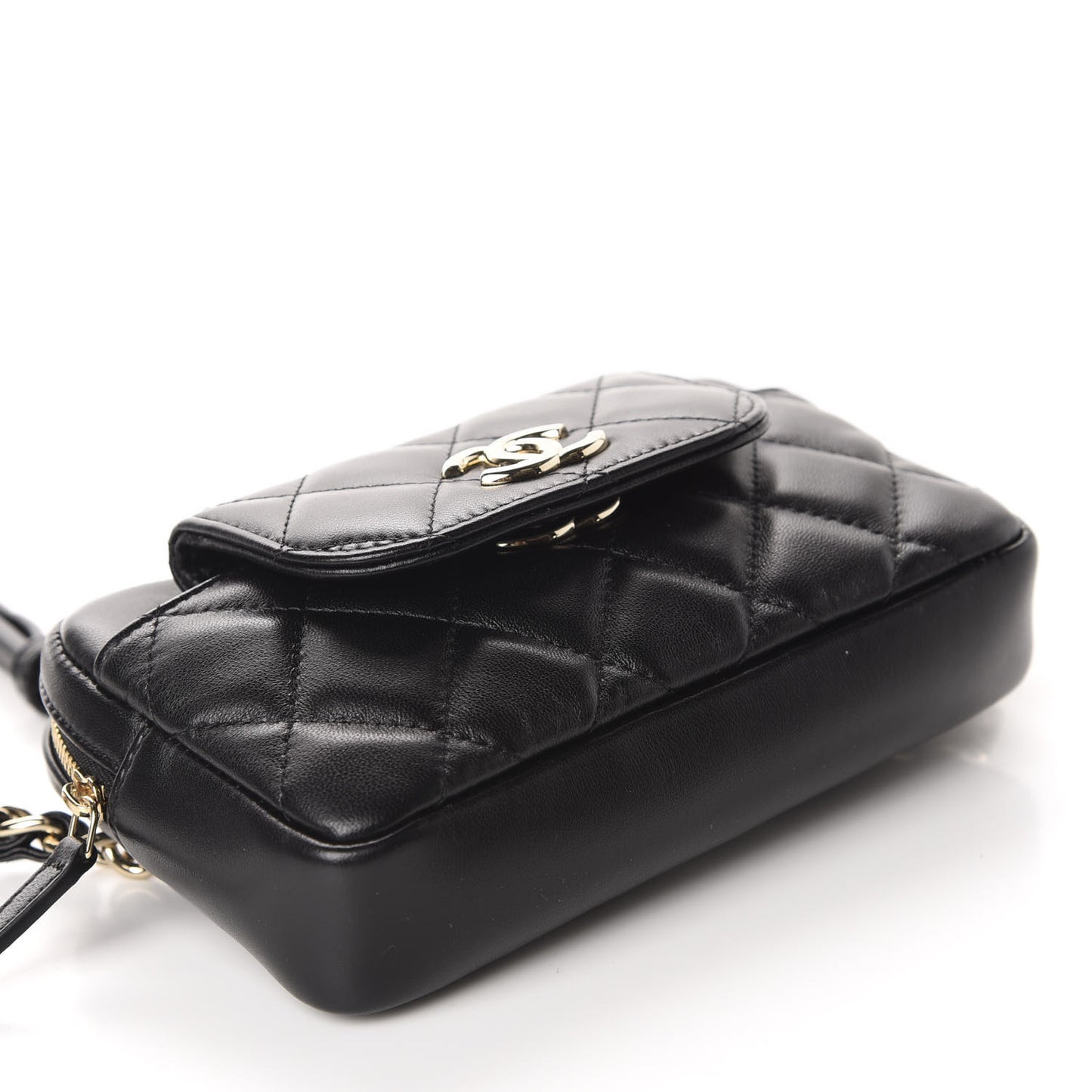 Lambskin Quilted Waist Bag Black