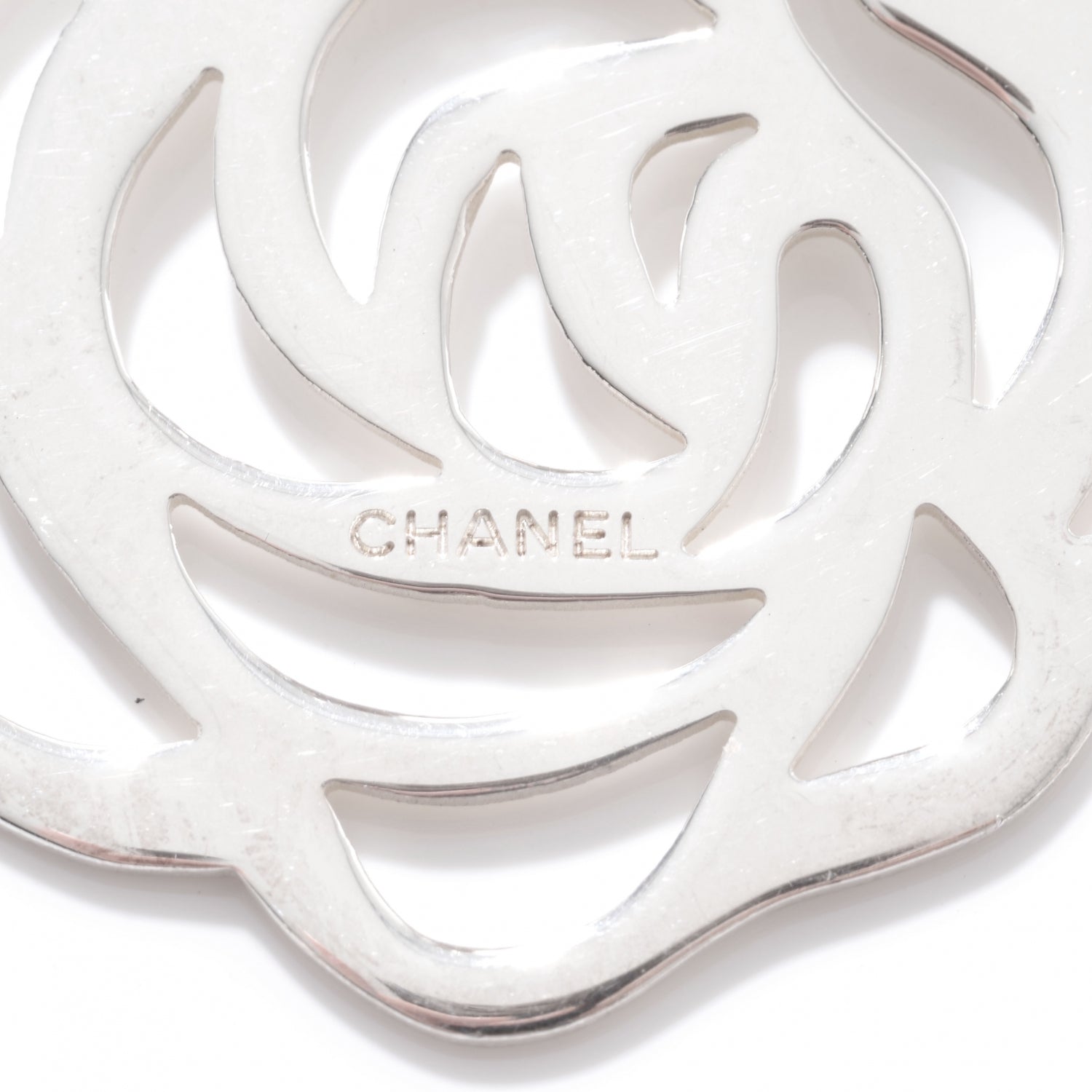 Chanel Sterling Silver Camellia Clip On Earrings 2 of 5