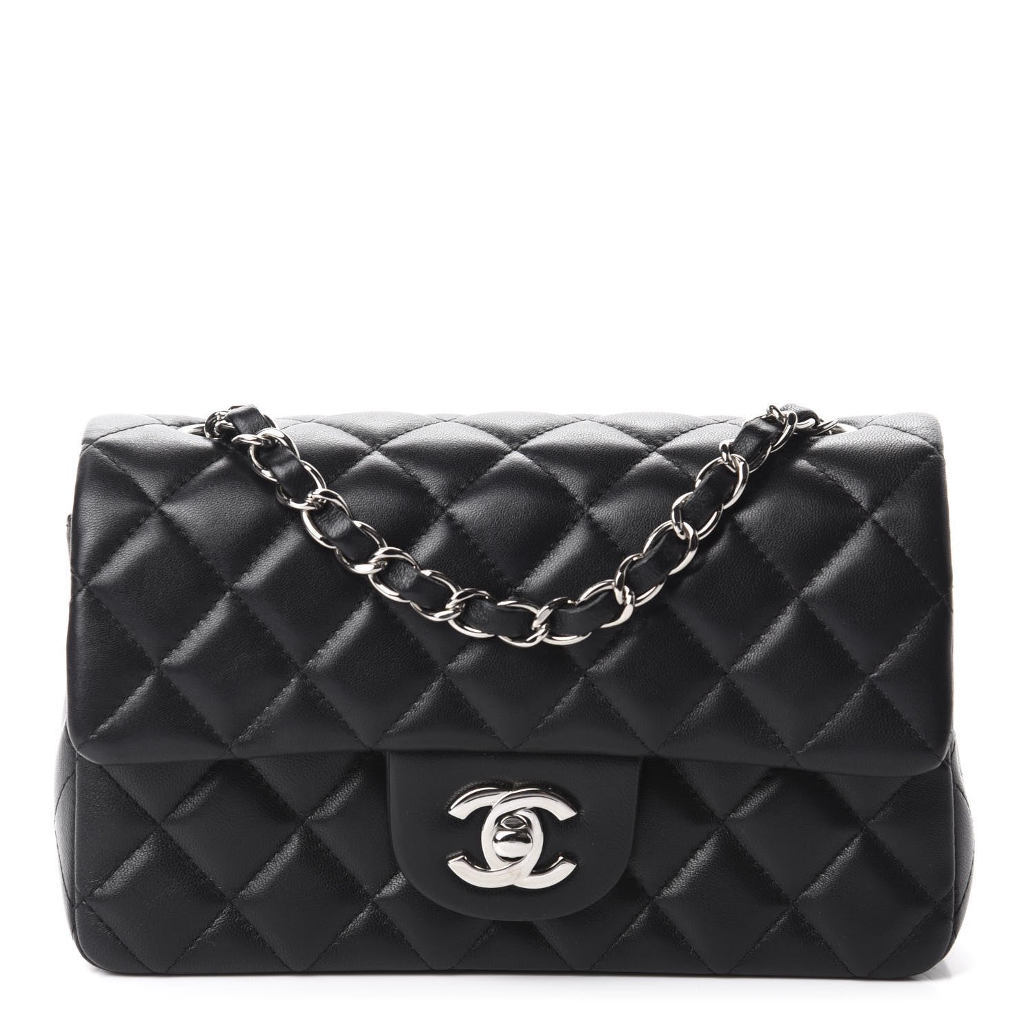 Chanel Lambskin Quilted Mini Rectangular Flap Black 1 of 11