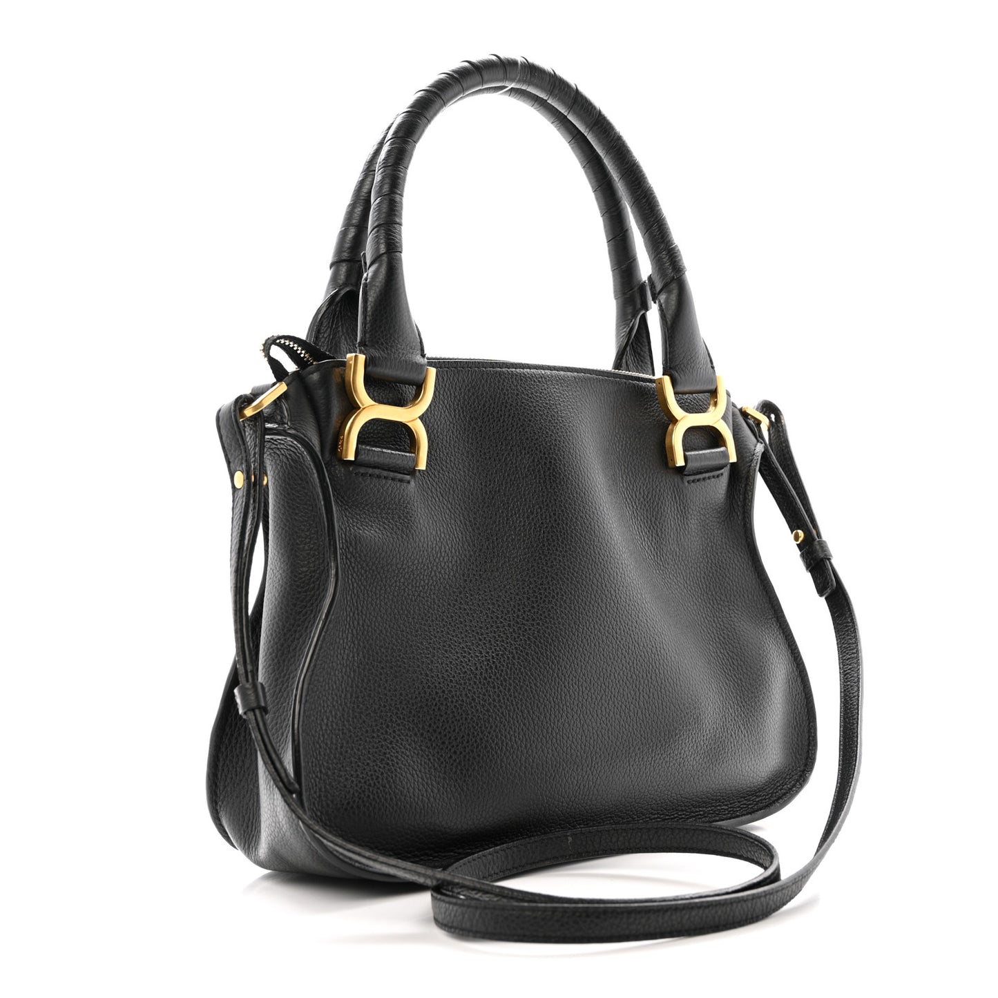 Calfskin Small Marcie Satchel Black