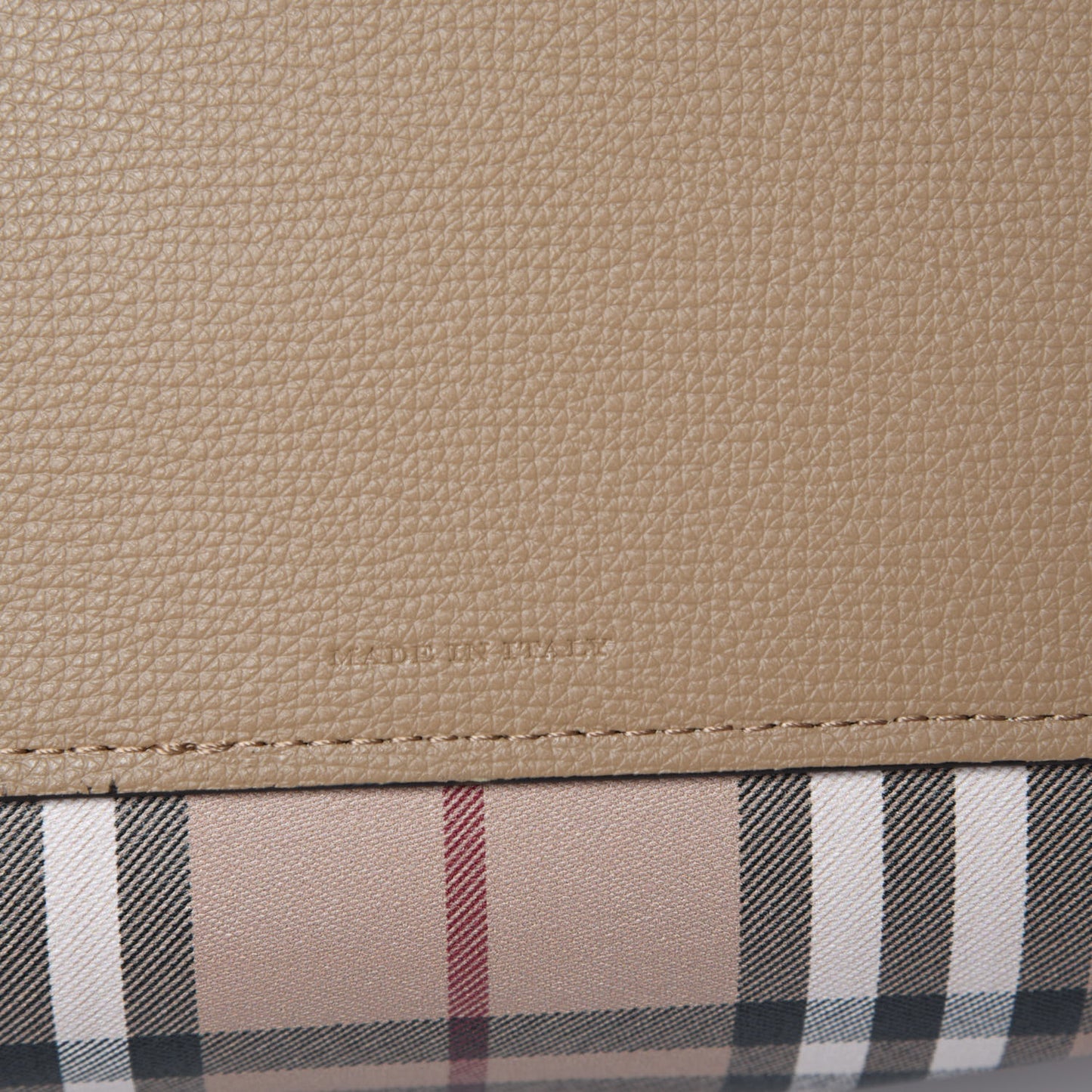 Grainy Calfskin Haymarket Check Medium Reversible Tote Camel