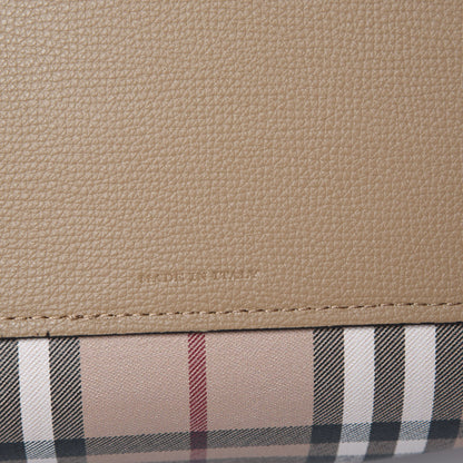 Burberry Grainy Calfskin Haymarket Check Medium Reversible Tote Camel 10 of 15