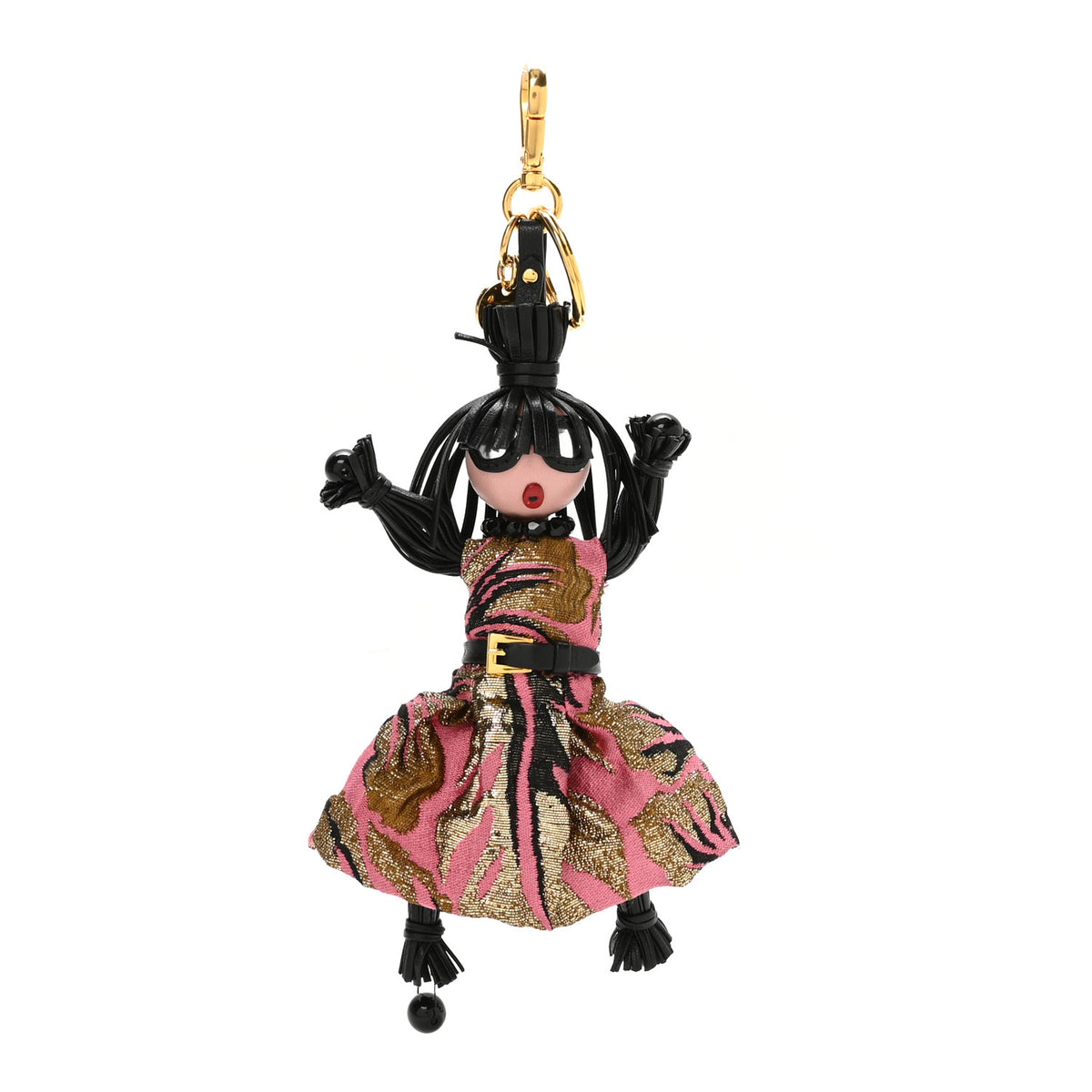 Prada Calfskin Brocade Jasmine Doll Trick Keychain Multicolor 1 of 4
