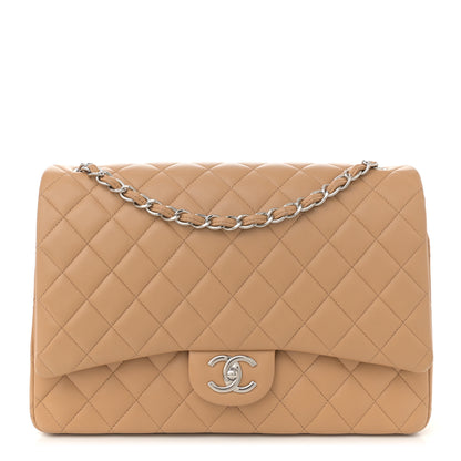 Chanel Lambskin Quilted Maxi Double Flap Beige 1 of 14